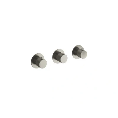 Afbeelding van HotBath Cobber X afbouwdeel voor inbouw douchethermostaat met 2 stopkranen horizontaal/verticaal Geborsteld nikkel CX7067EXTGN