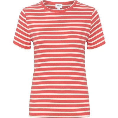 Afbeelding van Saint Tropez Aster SS Stripe Tshirt print, Dames, Maat: XL, Cayenne