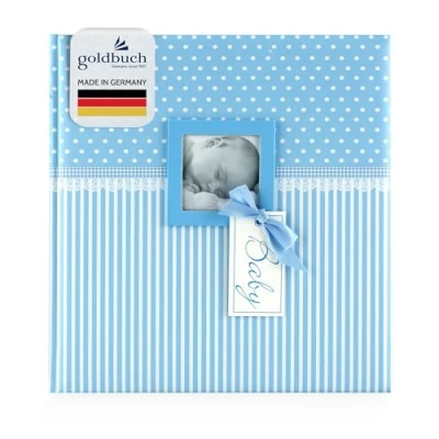 Afbeelding van Goldbuch babyalbum met vensteruitsnijding, Sweetheart, 30 x 31 cm, 60 witte blanco pagina&#039;s 4 geïllustreerde en pergamijn scheidingsbladen, kunstdruk, blauw, 15802