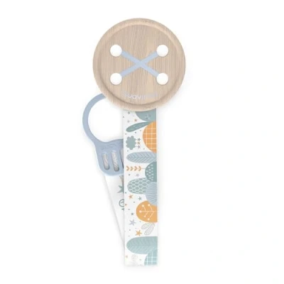 Afbeelding van Suavinex, Fopspeenketting met lint. textielband, dubbelzijdig ontwerp. Fopspeenclip voor baby&#039;s en pasgeborenen, 0 maanden, dromen, blauw
