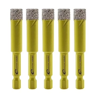 Afbeelding van Diamant boorkroon, 5 stuks, 10 mm, tegelboor met snelwisseling, zeskantige schacht voor marmer, graniet, keramiek, porselein, tegels, steengoed, kwarts SANLEETEK
