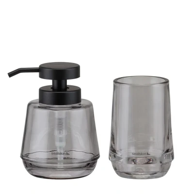 Afbeelding van Sealskin Mood Badkamerset Zeepdispenser 380 ml Tandenborstelbeker Grijs