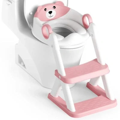 Afbeelding van Rabb 1st Toiletladder voor kinderen, geüpgraded kindertoilet jongens en meisjes, 2 in 1 kindertoiletbril met trap, spat antislip treeplank.
