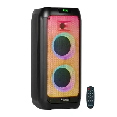 Afbeelding van Ibiza WAVE6 250W/2x5.25&quot; Batterij gevoede Luidspreker met Bluetooth, USB en microSD WAVE LED Effect TWS draadloze verbinding Zwart