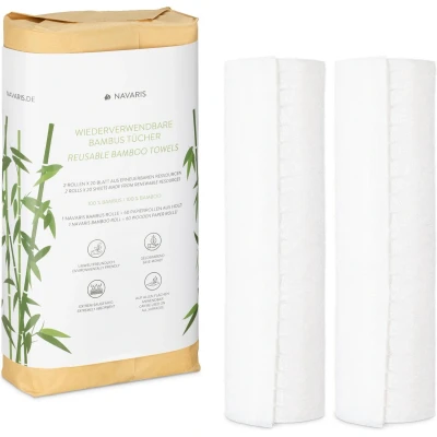 Afbeelding van Navaris 2x herbruikbare keukenrol Keukenpapier van viscose 2 keukenrollen met 20 vellen Schoonmaakdoekjes Sterk en absorberend