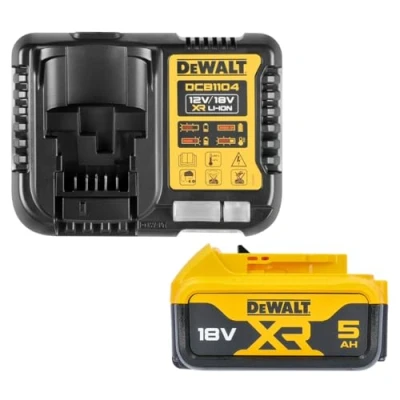 Afbeelding van DEWALT DCB184 5,0 Ah 18 V XR lithium ion accu + DCB115 oplader, geel gereedschapsaccu