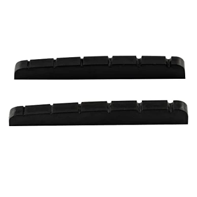 Afbeelding van Musiclily Pro Ureumhars Kunststof 43mm Slotted Topkam Strat Tele Platte Bodem voor 6 snarige Elektrische Gitaar Stratocaster/Telecaster,Zwart (2 Stuks)