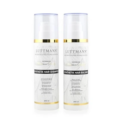 Afbeelding van LUTTMANN® Shampoo &amp; Balsemverzorgingsset voor synthetisch haar 200 ml elk Duitse premiumkwaliteit pruiken en haarstukken van