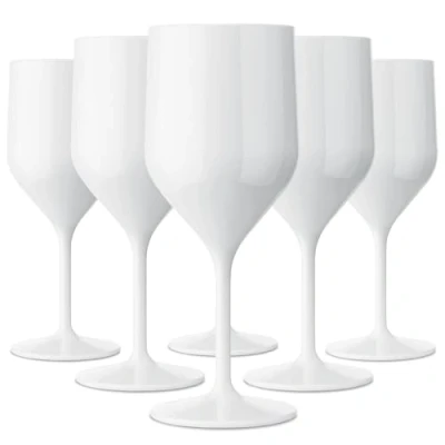 Afbeelding van TUNDRA ICE INTERNATIONAL 6 delige set Croisiere 25 cl in polycarbonaat (hard plastic), 100% Italian Design wijnglazen, onbreekbaar, herbruikbaar en vaatwasmachinebestendig glazen, wit