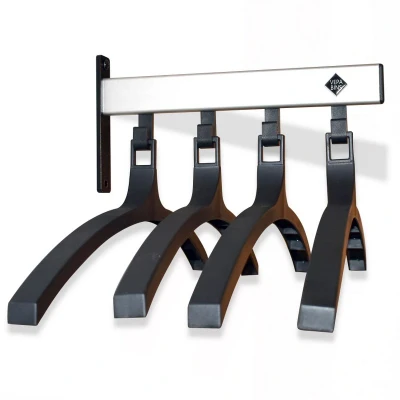 Afbeelding van Basic Pro line wandgarderobe met 4 kledinghangers grijs/zwart