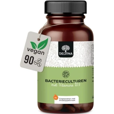 Afbeelding van DELVINA Bestrijdt Slechte Adem 90 Zuigtabletten voor Mondhygiëne zonder Mondspoeling Bacterieculturen met Vitamine D3, Sinaasappelsmaak (90 Tabletten Dagen)