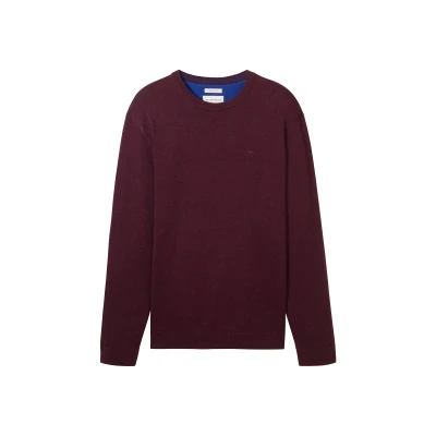 Afbeelding van TOM TAILOR heren trui, 36294 Grape Red Melange, 3XL