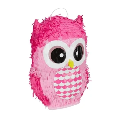 Afbeelding van Relaxdays pinata uil roze meisjes verjaardag babyshower feestartikel piñata