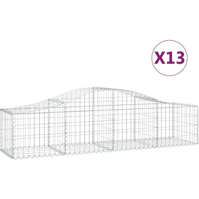 Afbeelding van vidaXL Schanskorven 13 st gewelfd 200x50x40/60 cm gegalvaniseerd ijzer