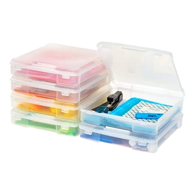 Afbeelding van Iris Ohyama, Draagbare plastic opbergdoos, doe het zelf doos, Set van 6 voor kantoordocumenten, speelgoed, SBC 350E, Transparant 2L/Set