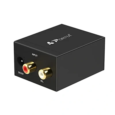 Afbeelding van PORTTA Analog to DIgital Audio Converter RCA L/R naar Toslink Coaxial SPDIF Optisch Analoog Digitaal Adapter Ondersteuning 2 Kanalen LPCM CH2.0 voor Dvd speler Luidsprekers Zwarte Kleur