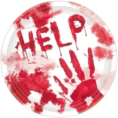 Afbeelding van Borden bebloede hand HELP 8 stuks