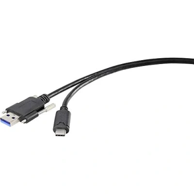 Afbeelding van Renkforce USB kabel 3.2 Gen1 (USB 3.0 / 3.1 Gen1) A stekker, C stekker 1.00 m Zwart Schroefbaar RF 3386040