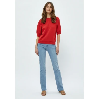 Afbeelding van Minus Mimika Sweat Tshirt basic, Dames, Maat: XS, Lava red