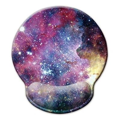 Afbeelding van Muismat met polssteun, ergonomische puur zwart, Jahosin, comfortabel antislip polskussen van traagschuim voor computer en kantoor, 25 x 23 Galaxy