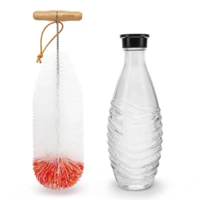 Afbeelding van ATDDO Flessenborstel, Set van 1 Flessenborstel Compatibel met SodaStream Flessen, Lange Waterflessen Reinigingsborstel voor Glazen Smalle Halsflessen