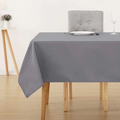 Afbeelding van Deconovo Éénkleurige Tafelkleed Waterafstotend Bescherming Afwasbaar Doek Lotuseffect in Polyester voor Feest Eetkamer Grijs 132x178cm