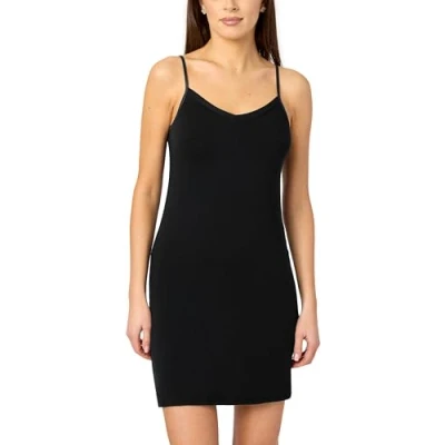 Afbeelding van Merry Style MS MS10 315 UW Dames Onderjurk Nachthemd kort V neck verstelbare Spaghetti bandjes Viscose Zwart L