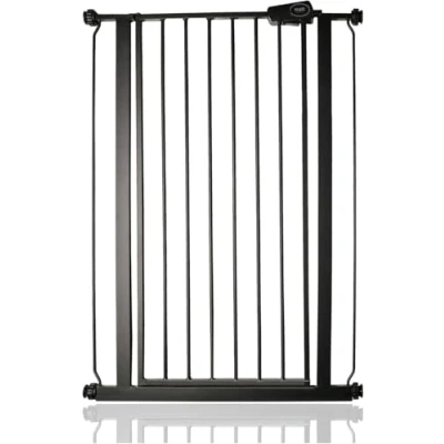 Afbeelding van Safetots Extra Hoog Metalen Veiligheidshek Drukbevestiging, 75cm 82.6cm, Mat Zwart, Hoogte van 104cm, Traphek, Babyhekje, Eenvoudige Installatie