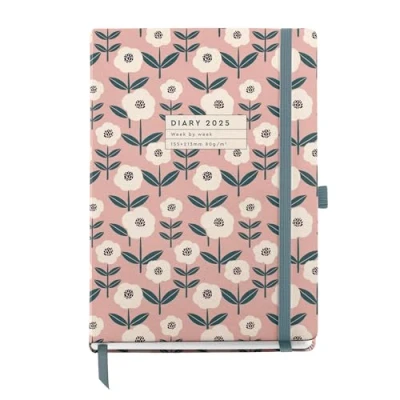 Afbeelding van Miquelrius Kalender 2025, jaarplanner, 155 x 213 mm, weekoverzicht, envelop van gelamineerd karton, spiraalbinding, rubberen bandsluiting, papier 80 g/m², Catalaans, Engels en Portugees, Bloom