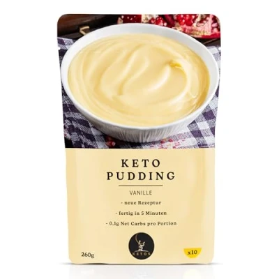 Afbeelding van keto Pudding grote verpakking vanille voor koolhydraatarme en voeding 0,2 g netto carbs vezelrijk
