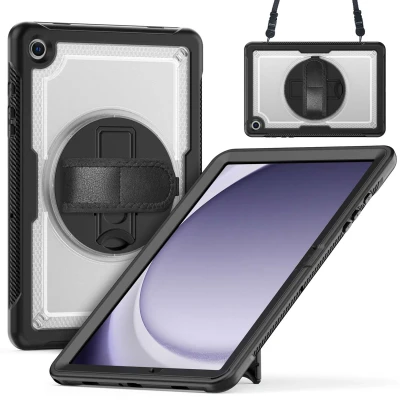 Afbeelding van Accezz Tablet Hoes Geschikt voor Samsung Galaxy Tab A9 Plus Rugged Backcover Shoulder Strap Transparent