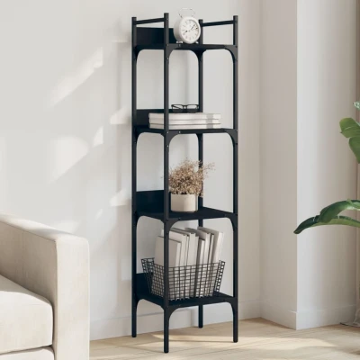 Afbeelding van Boekenkast 4 laags 35x30x138,5 cm bewerkt hout zwart