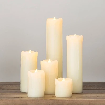 Afbeelding van Lights4fun Set van 6 Skinny LED Pillar Kaarsen Echte Wax Batterij Werkt