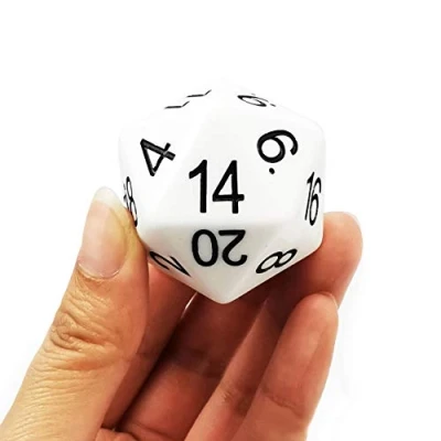 Afbeelding van Bescon Jumbo D20 38MM, Big Size 20 Sides Dice Solid White, Faces Cube 1.5 inch