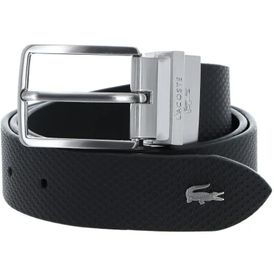 Afbeelding van LACOSTE Leren Riem Casual Plain Grained Leather Belt W130 Darkgrey Antraciet