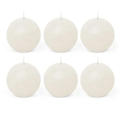 Afbeelding van Spaas Rustieke bolkaars 80 mm wit 6ST