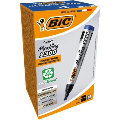 Afbeelding van Bic Permanent Marker 2300 Ecolutions, Schrijfbreedte 3,7 5,5 Mm, Schuine Punt, Blauw