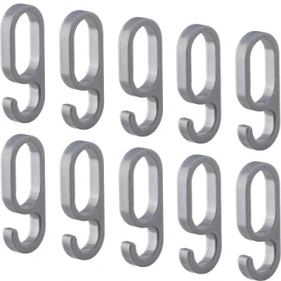 Afbeelding van Gedotec haken voor garderobestang garderobekoker ovaal H10623 kunststof zilver kleerhanger 30 x 15 mm om op te schuiven 10 stuks kleerhaken ovale roedes