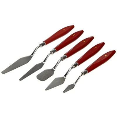 Afbeelding van KREUL Schilderspaletmes Set 5 stuks metalen painting knife met houten handvat