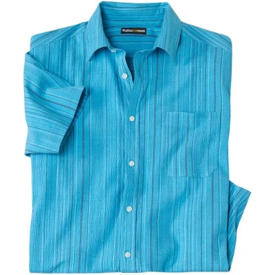 Afbeelding van ATLAS FOR MEN Gestreept overhemd van crepon Santorini Heren Verkrijgbaar in grote maten XL