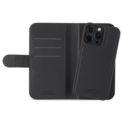 Afbeelding van Apple iPhone 13 Pro MagSafe Hoesje Kunstleder Holdit Bookcase/2 in 1 Case Zwart Telefoonhoesje