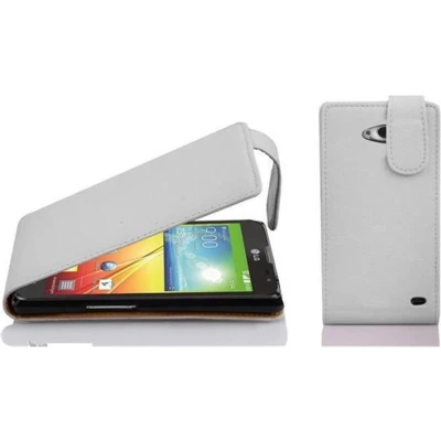 Afbeelding van Cadorabo Hoesje geschikt voor LG L70 (1. SIM) in MAGNESIUM WIT Beschermhoes flip design Case Cover van getextureerd imitatieleer