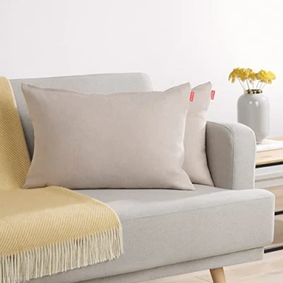 Afbeelding van Blumtal Chenille Kussenslopen Set van 2 Zacht en met Blinde Rits Kussenhoes 40 x 60, Taupe