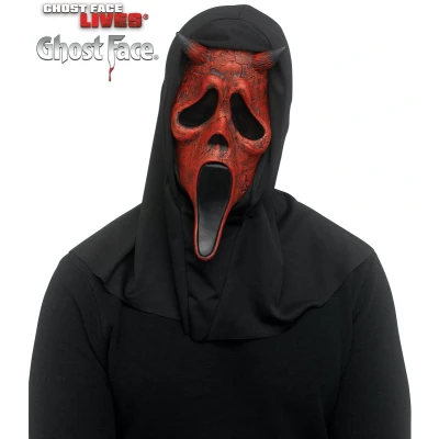 Afbeelding van Fun World Ghost Face Duivel Masker met Capuchon Halloween Verkleed Horror Scream Griezel Eng Verkleedaccessoire Volwassenen Officiële Licentie Rood