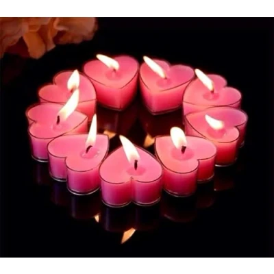 Afbeelding van Platte kaars, 9 kaarsen in liefdeshartvorm, decoratieve kaarsen, geurkaarsen, romantische liefdeskaars, voor Valentijnsdag, huwelijksaanzoek, bruiloft, verjaardag, bruid (roze)