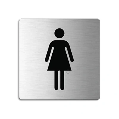 Afbeelding van Bordje Toilet Dames Deurbord 85x85 mm RVS Zelfklevend
