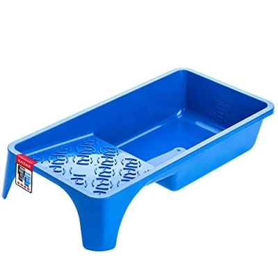 Afbeelding van KADAX Verfbak, verfschaal van kunststof, schilder lakschaal met handig, klein handvat, lakbak, licht schilderaccessoire, schilderbenodigdheden, (1, blauw)