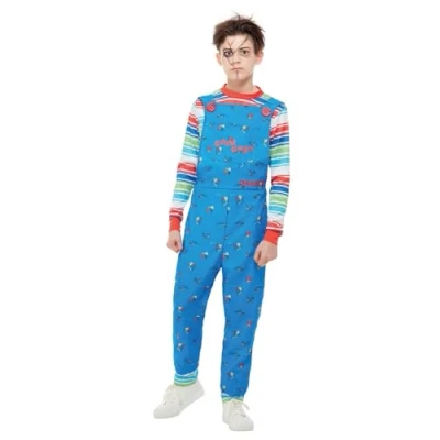 Afbeelding van Smiffy&#039;s Chucky &amp; Child&#039;s Play Kostuum Jaloerse Vriend Pop Jongen Blauw Medium Halloween Verkleedkleding