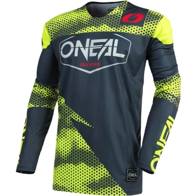 Afbeelding van O&#039;NEAL Jersey Enduro Motorcycle Sneldrogende en lichtgewicht prestatiestof, kraagloos ontwerp, atletische pasvorm Mayhem COVERT Volwassen Antraciet/Neon/Geel Maat S