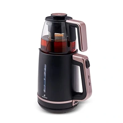 Afbeelding van Karaca Maxi Tea XL 2 in 1 Glazen Theemaker en Waterkoker Roseberry